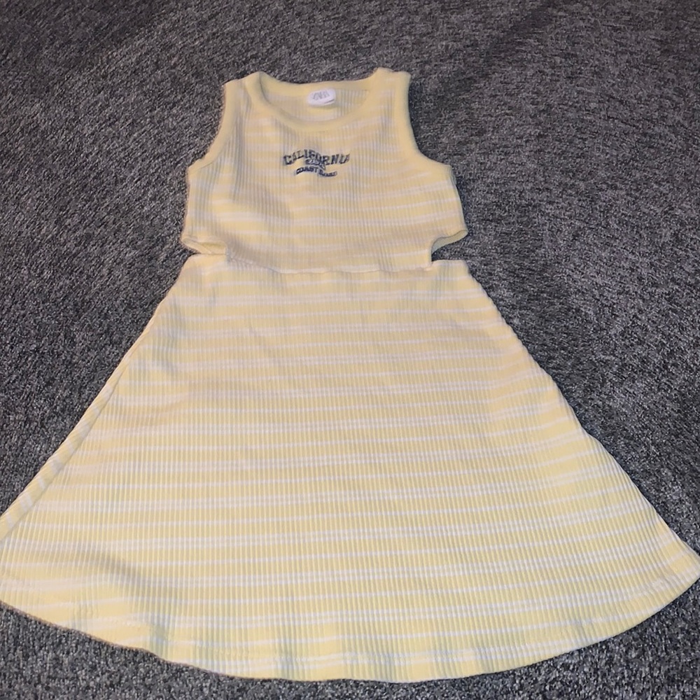 Yellow Dress with white horizontal strips